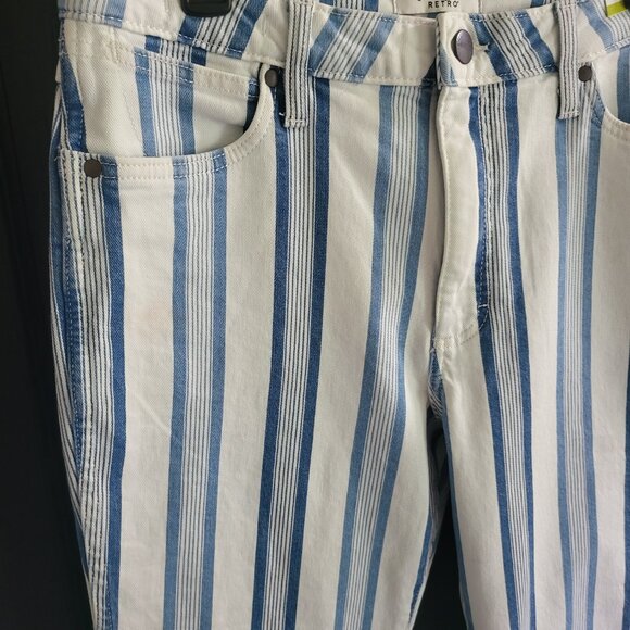 Wrangler Retro Bailey High Rise Flare Striped Jeans Blue White Denim Womens 9/10 - Picture 5 of 9